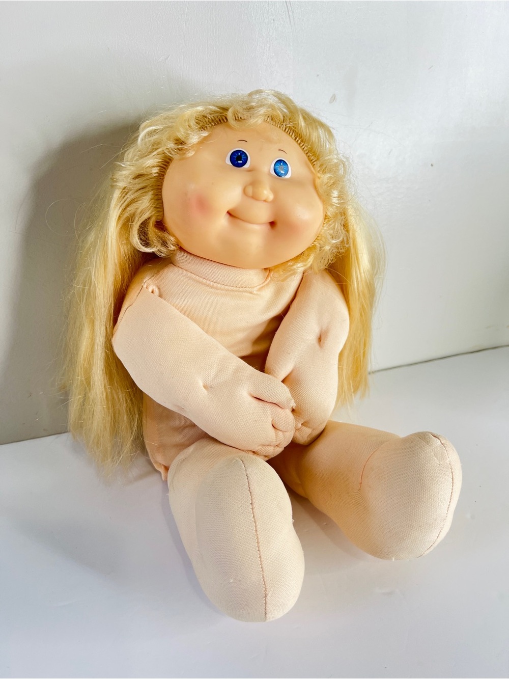 Vintage 1983 Cabbage Patch Kids Doll Head Mold 15 Blonde Hair Blue Eyes NoOutfit